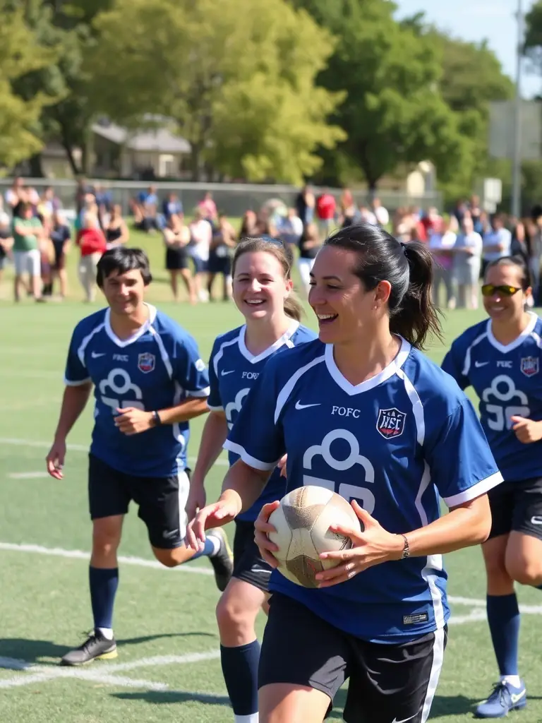 Image of ROCHEFORT FOOTBALL CLUB members participating in a team-building exercise, showcasing collaboration and camaraderie.